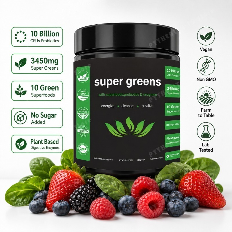 Digestive Enzyme Blend - مسحوق السوبر جرينز مع مزيج الفواكه