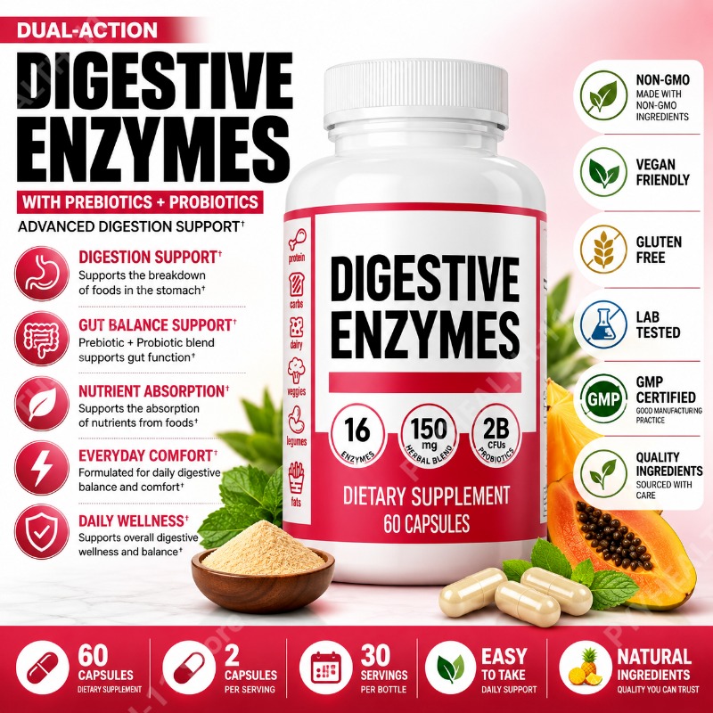 إنزيمات هضمية مع البريبايوتكس  - مراجعة Digestive Enzyme Blend وسعره