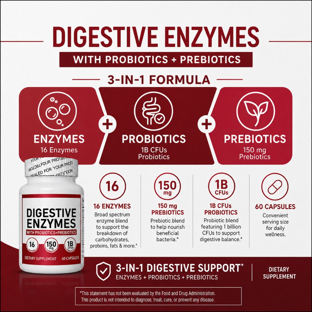 إنزيمات هاضمة مع 1 مليار وحدة  - مراجعة Digestive Enzyme Blend وسعره