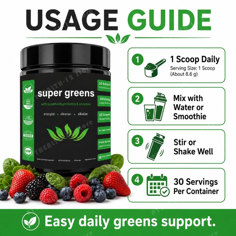مسحوق السوبر جرينز مع مزيج الف - مراجعة Digestive Enzyme Blend وسعره